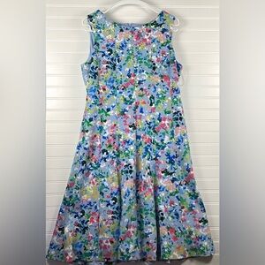 Anne Klein Women Dress 10 A Line Blue Sadie Print Lined Stretchy Summer Easter